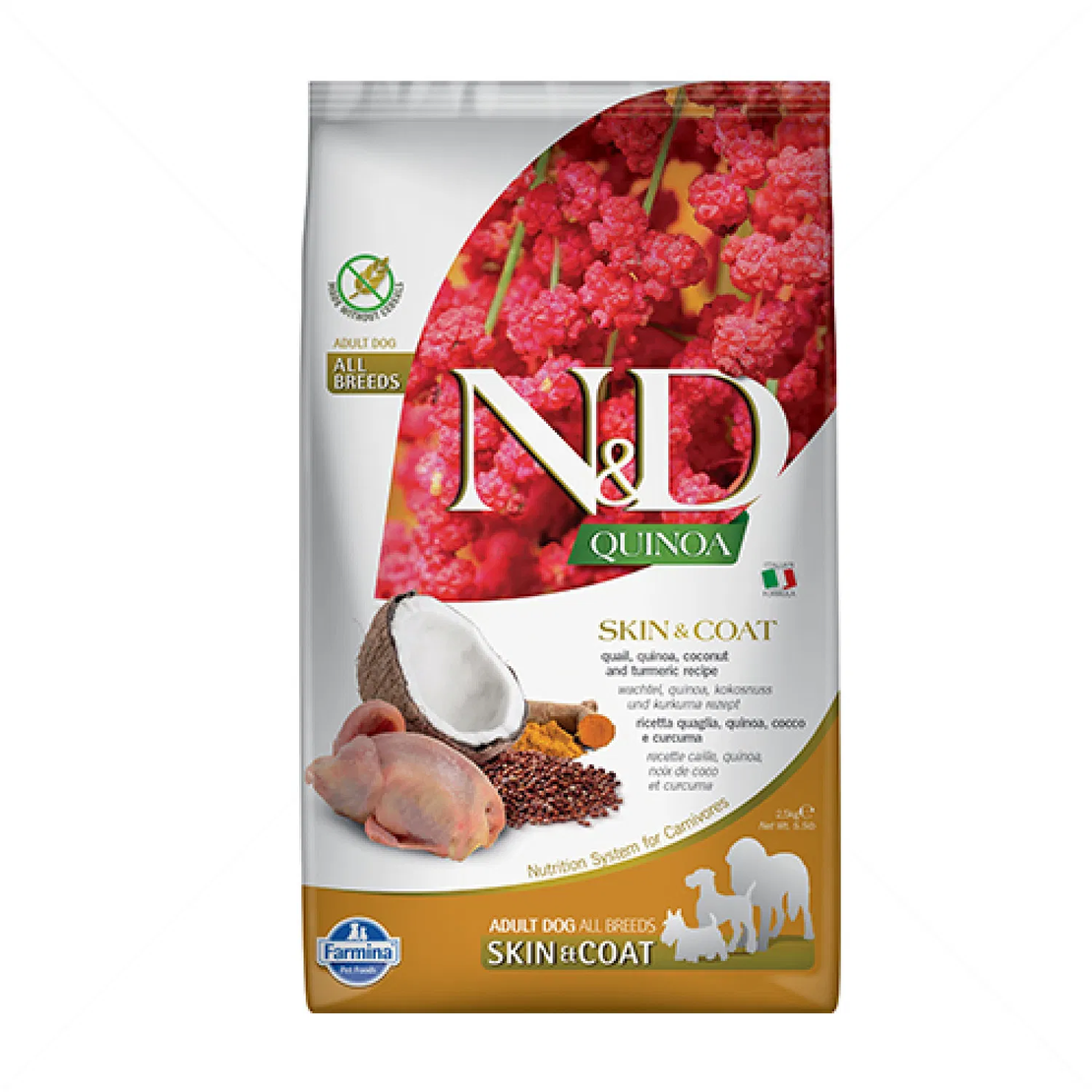 N&D Dog Quinoa за дребни породи с пъдпъдък, киноа, кокос и куркума на възраст над 1 година