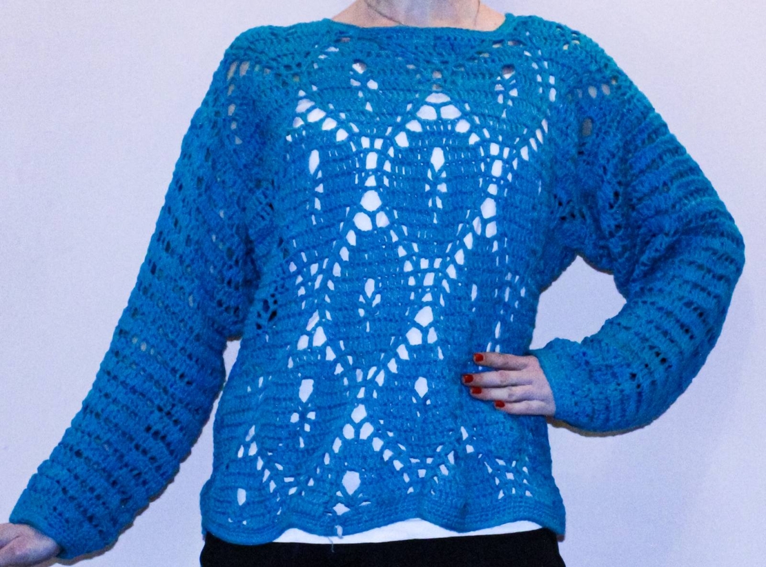 дамски пуловер ръчно плетиво