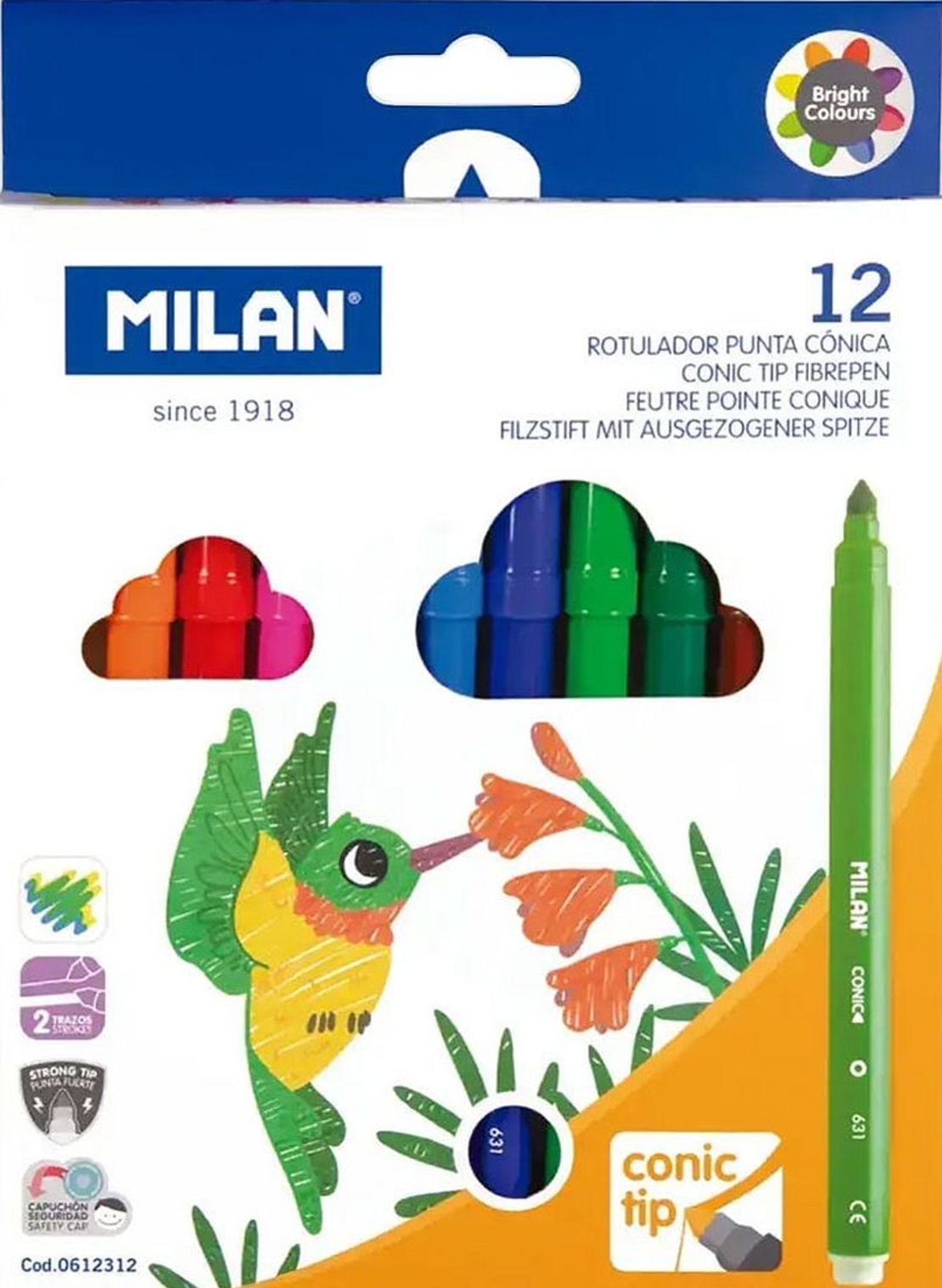 Комплект флумастери Milan Conic - 12 цвята