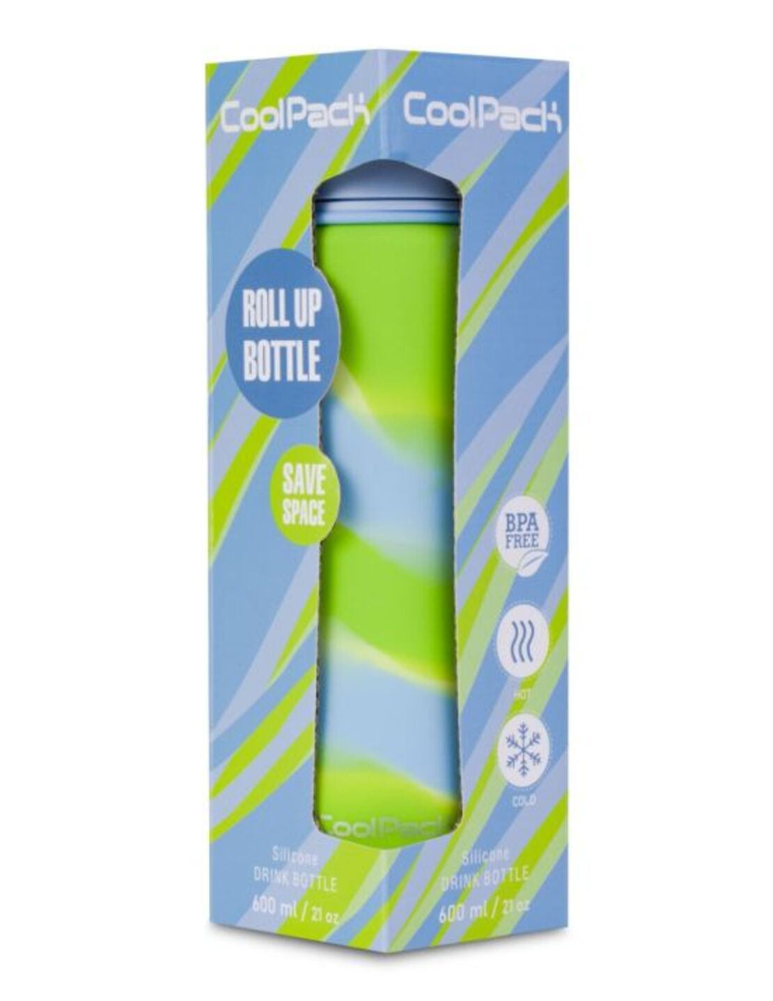 Сгъваема силиконова бутилка COOLPACK - PUMP - Girls Zebra Lime