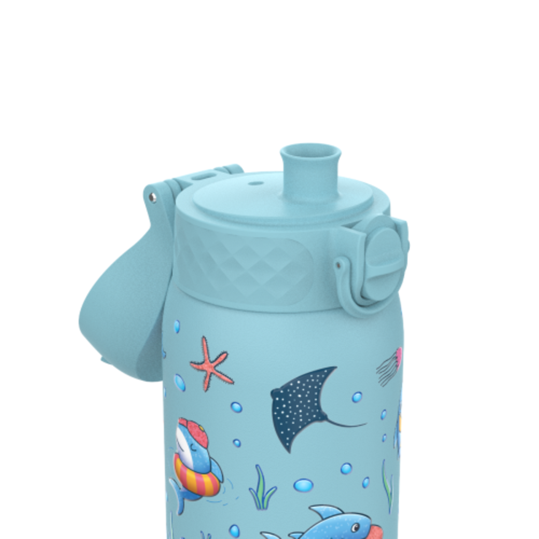 Бутилка за вода Ion8 Print, метална, 400ml, Sharks
