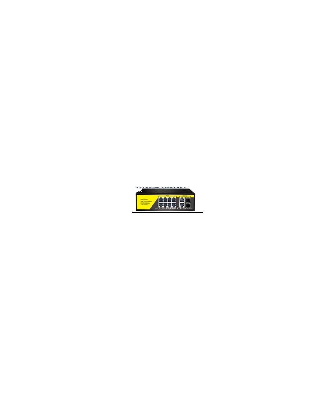 12-портов PoE мрежов комутатор; 8 х 10/100Mbps Fast 
Ethernet порта