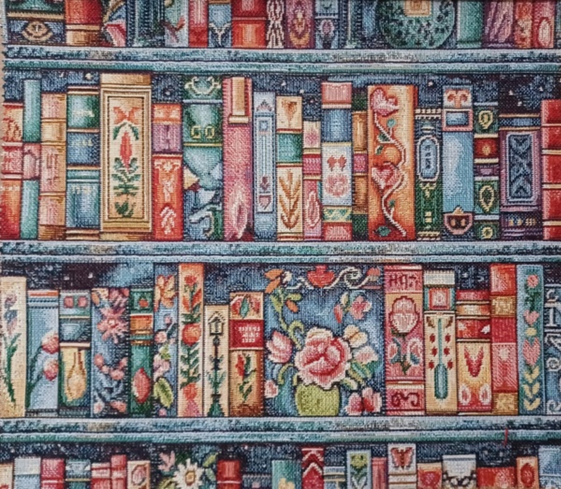 Фигурална памучна завеса / дамаска LIBRERIA MINI