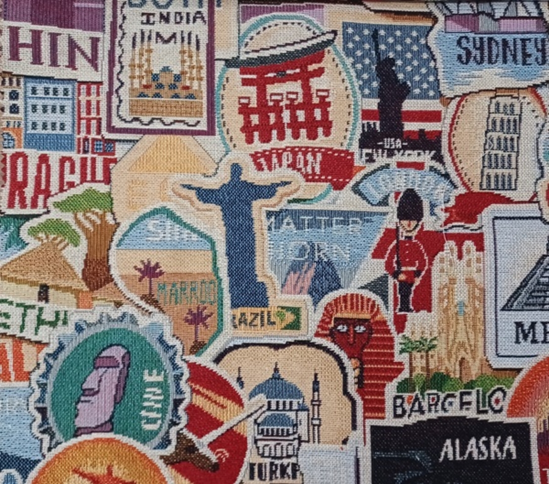 Фигурална памучна завеса / дамаска PAISES
