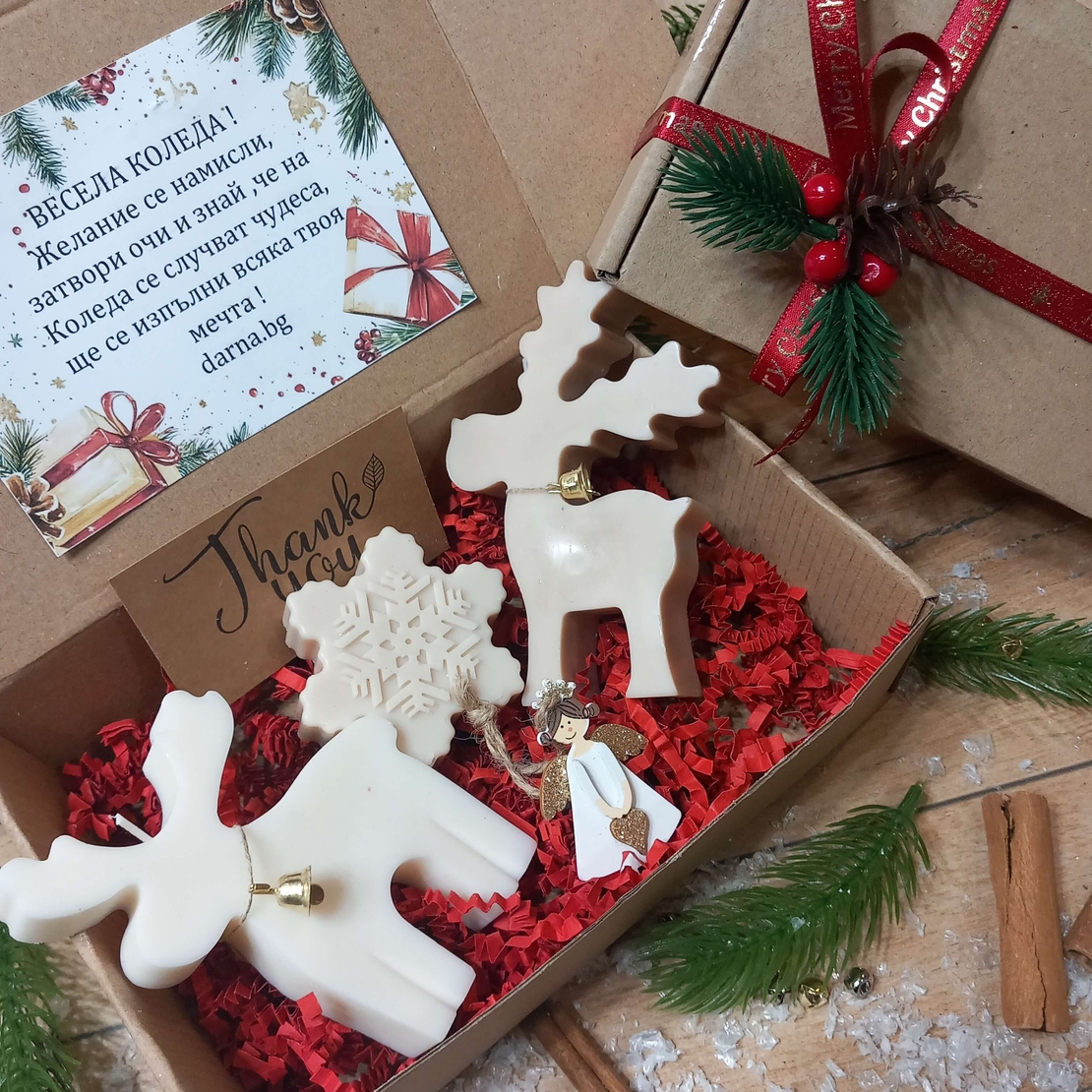 Коледна кутия - еленче и снежинка вариант 5