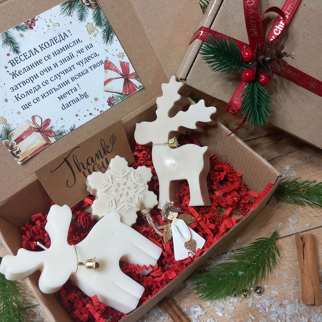 Коледна кутия - еленче и снежинка вариант 5