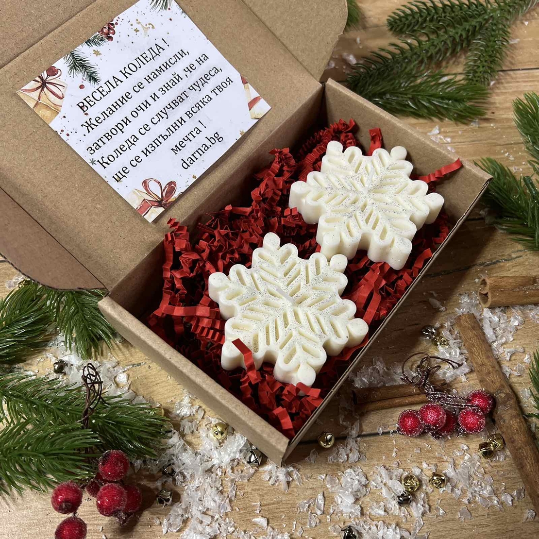 Коледна кутия снежинки 2бр - вариант 4