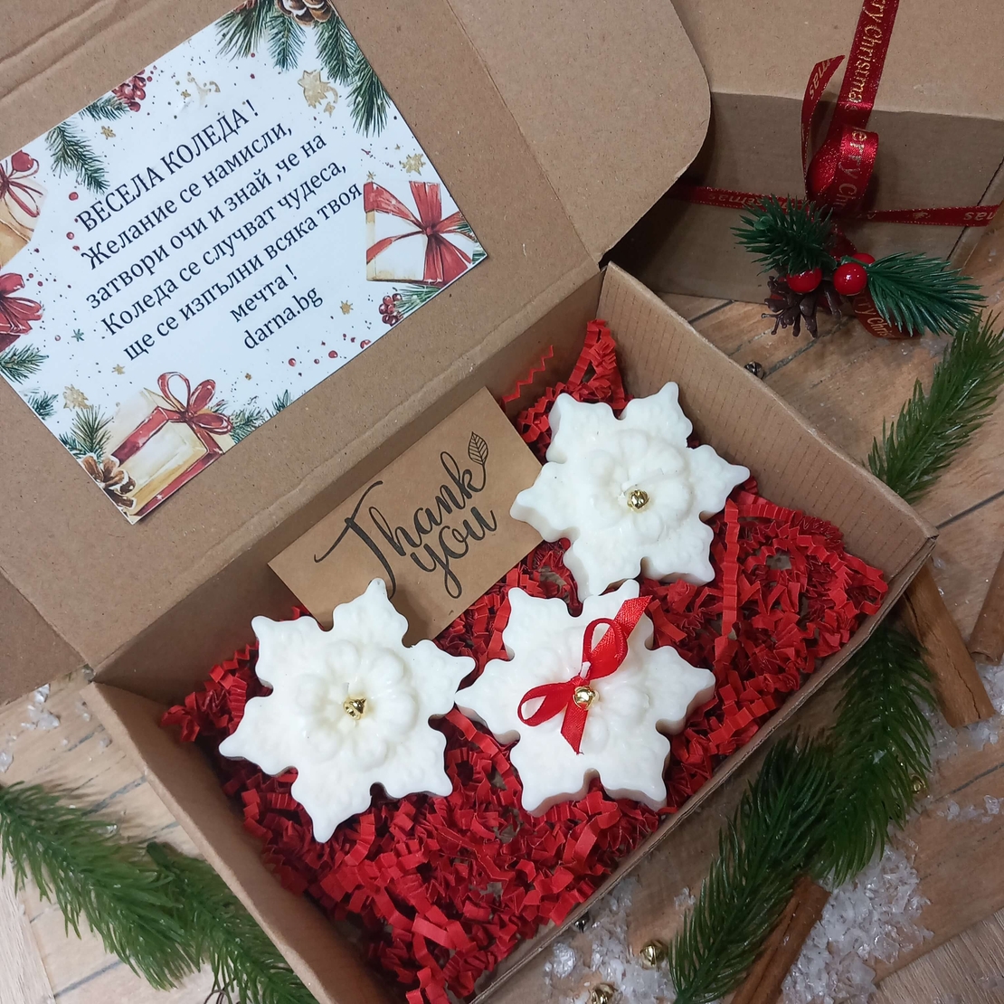Коледна кутия снежинки 3бр - вариант 3