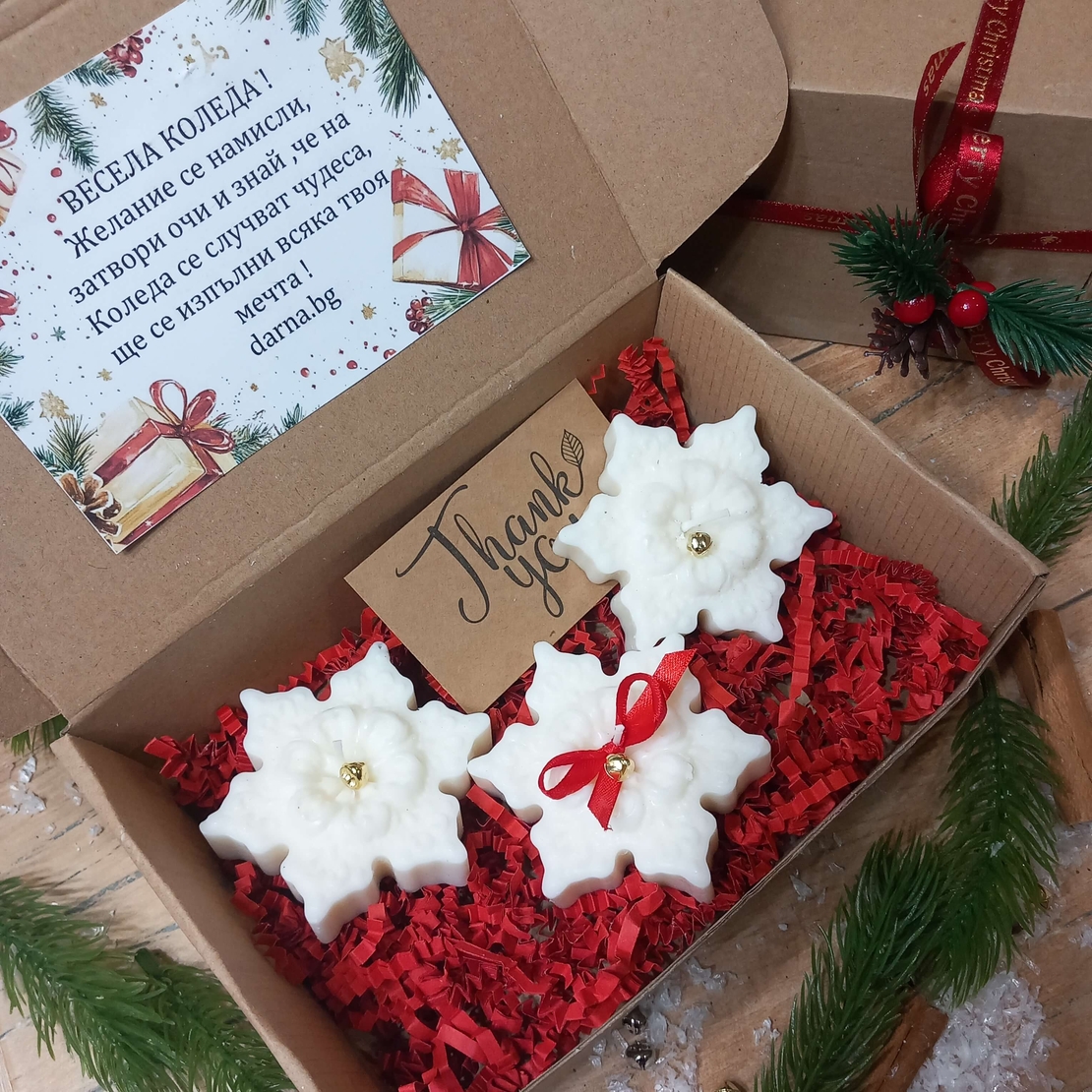 Коледна кутия снежинки 3бр - вариант 3