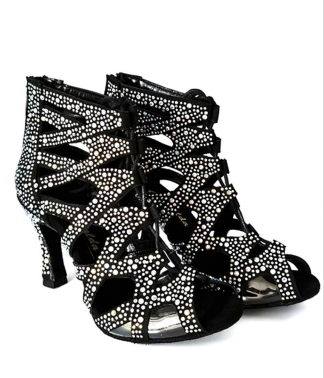 Full Rhinestone Boots Black