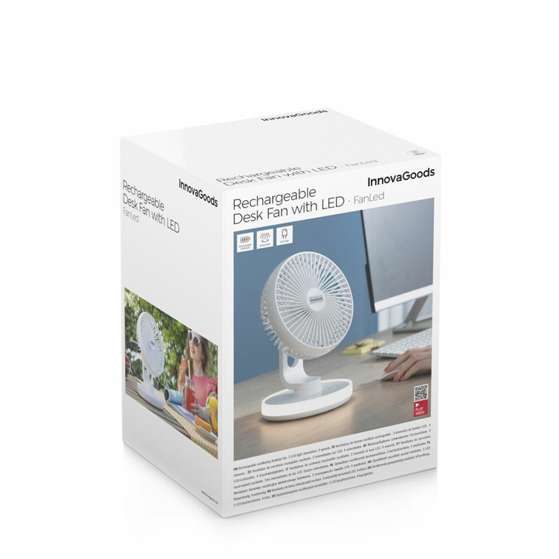 Акумулаторен Вентилатор за Бюро с LED FanLed InnovaGoods Ø6,6'' 4000 mAh