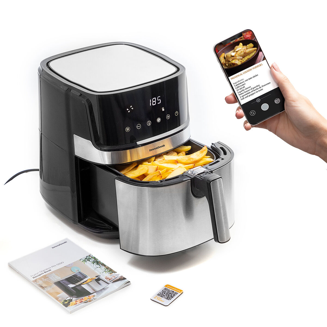 Фритюрник без Мазнина InnovaGoods Fryinn Pro 5500 Черен Неръждаема стомана 1700 W 5,5 L