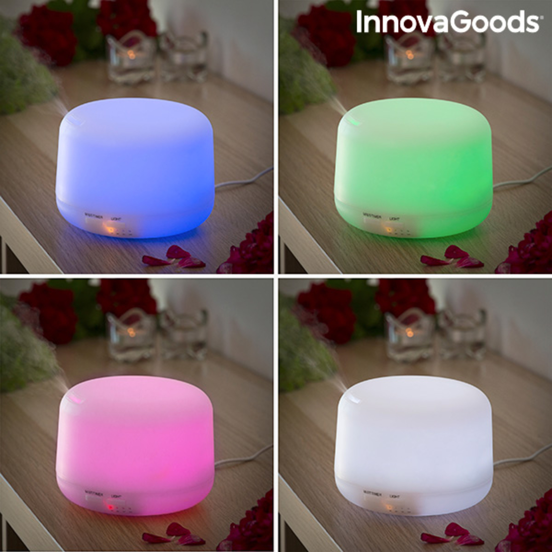 Арома дифузер овлажнител с многоцветен LED Steloured InnovaGoods