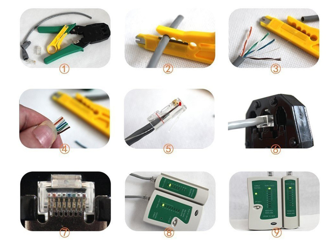 Комплект мрежов тестер lsa rj45 кутия за кримпер