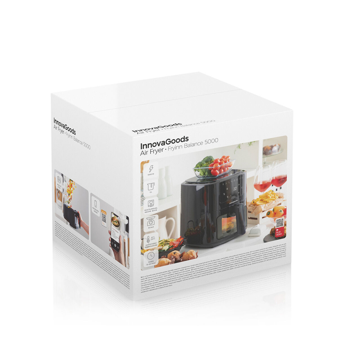 Фритюрник без Масло с Кантар InnovaGoods Fryinn Balance 5000 Черен Неръждаема стомана 1500 W 5 L