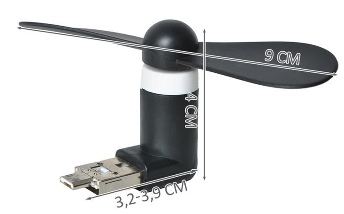 Черен микро USB вентилатор