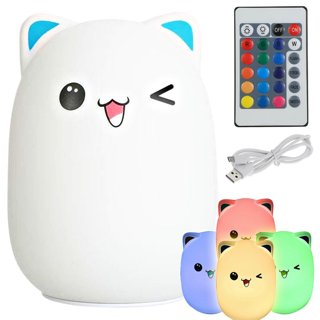 Детска нощна лампа led cat kitty rgb pilot