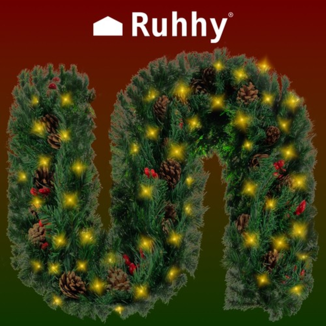 Коледен гирлянд за елха 2.7м с LED лампички Ruhhy 22322