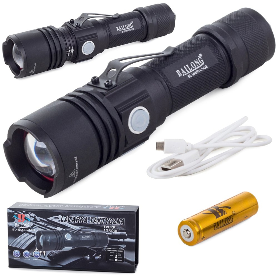 Военен фенер Bailong cree usb xm-l t6 w556