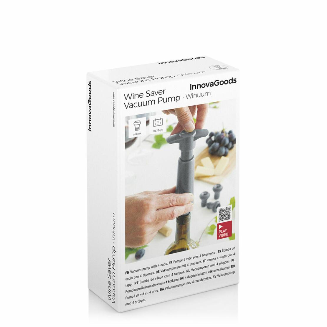 Вакуумна Помпа и Запушалки за Вино Winuum InnovaGoods (4 Тапи)