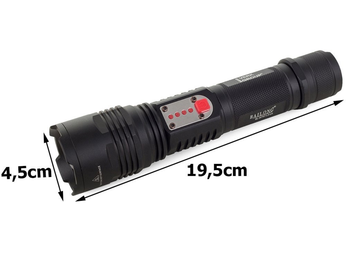 Военен фенерче Bailong cree led usb XM-L T6