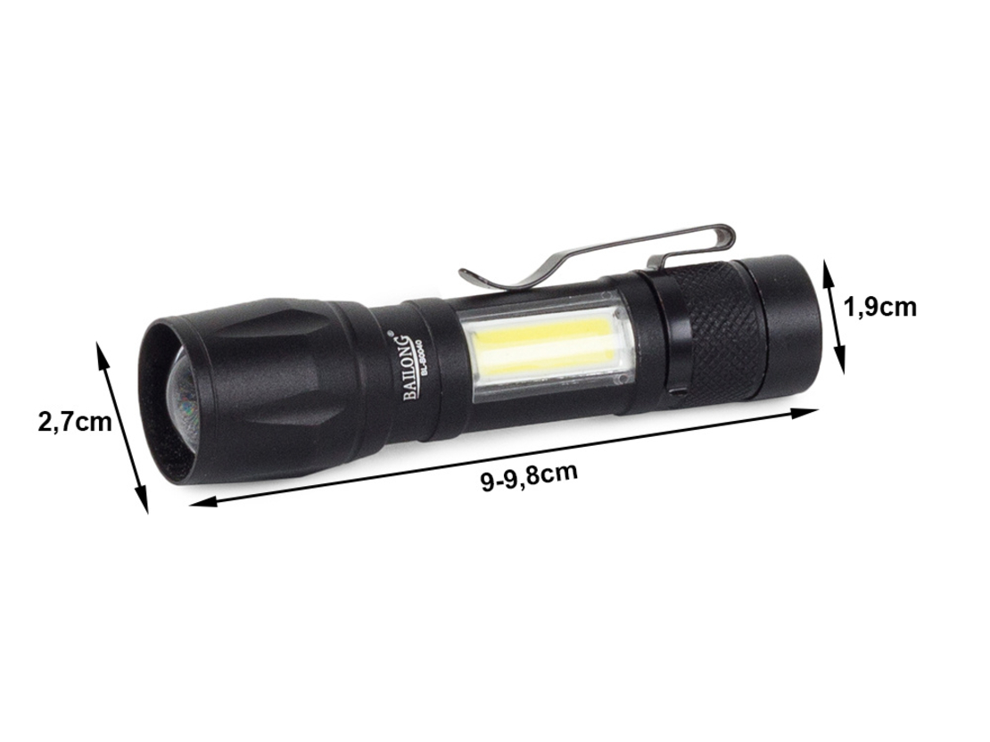 Класическо фенерче Bailong mini cree zoom XP-E COB