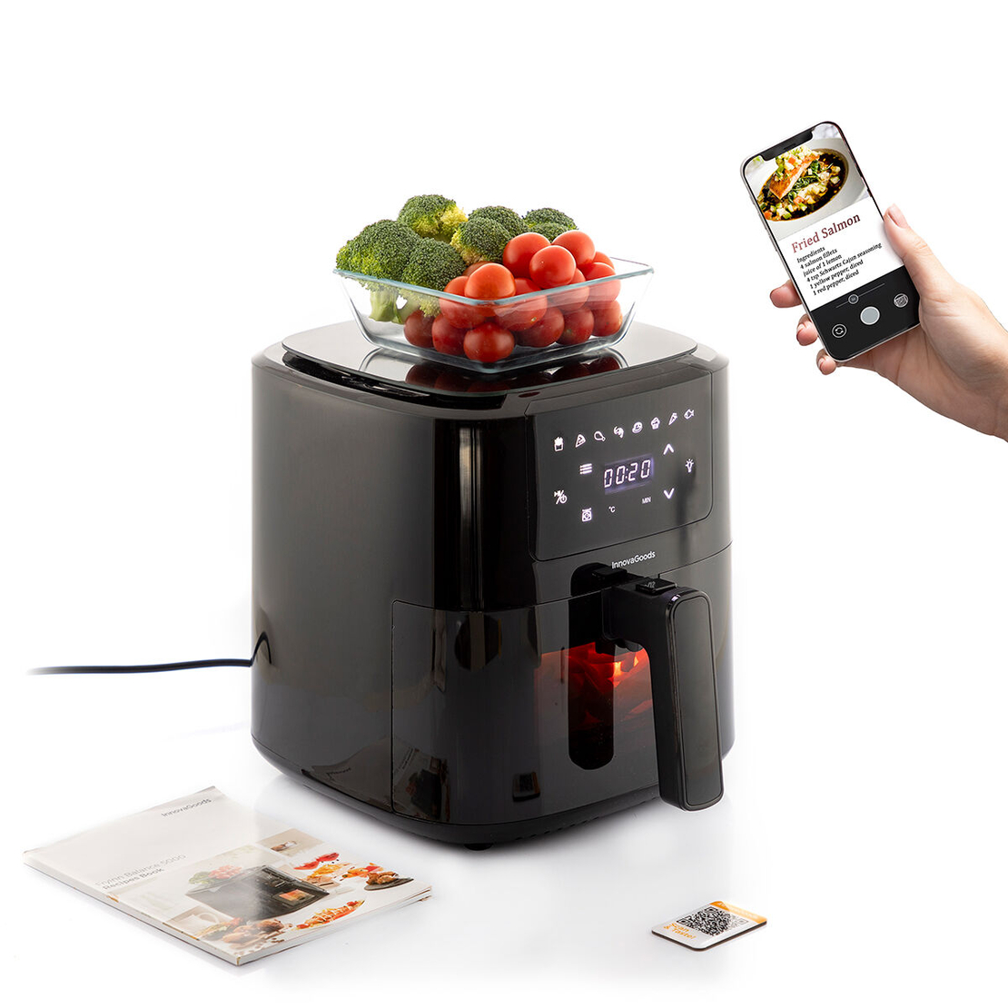 Фритюрник без Масло с Кантар InnovaGoods Fryinn Balance 5000 Черен Неръждаема стомана 1500 W 5 L