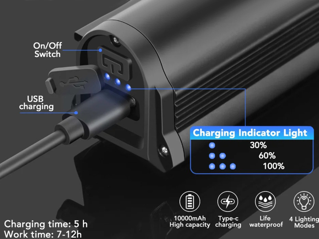 Велосипедна LED светлина предна задна usb батерия комплект кормило