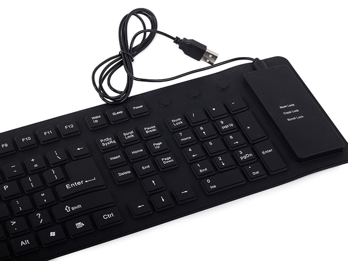 Силиконова гумена черна usb цифрова клавиатура