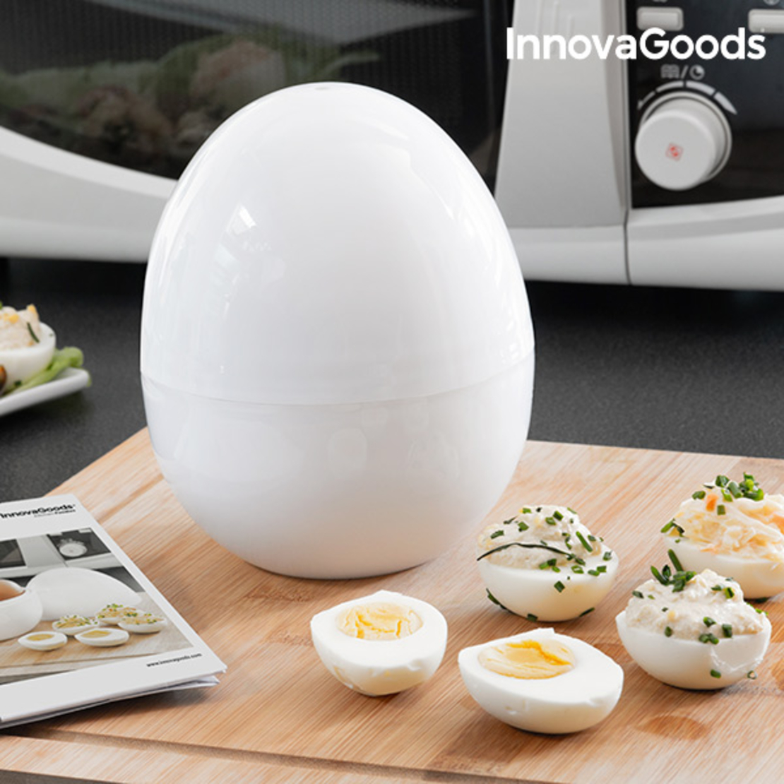 Уред за Варене на Яйца за Микровълнова с Книга с Рецепти Boilegg InnovaGoods