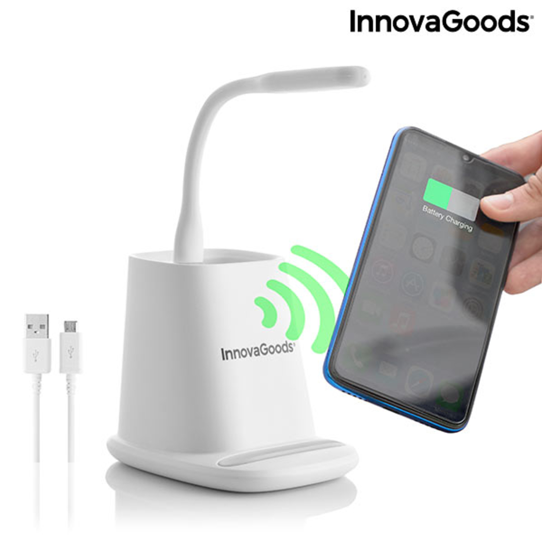 Безжично Зарядно Устройство с Поставка-Органайзер и USB LED лампа 5 в 1 DesKing InnovaGoods
