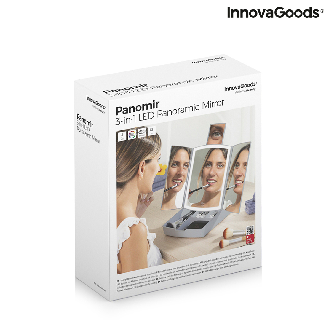 Сгъваемо LED Огледало 3 в 1 с Органайзер за Грим Panomir InnovaGoods