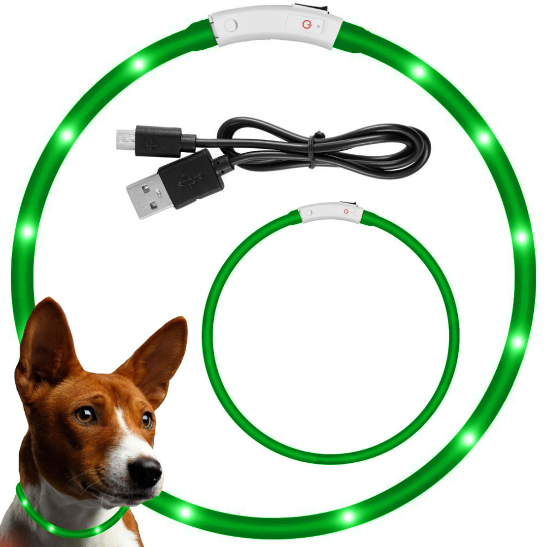 LED светещ нашийник за кучета и котки, USB регулиране