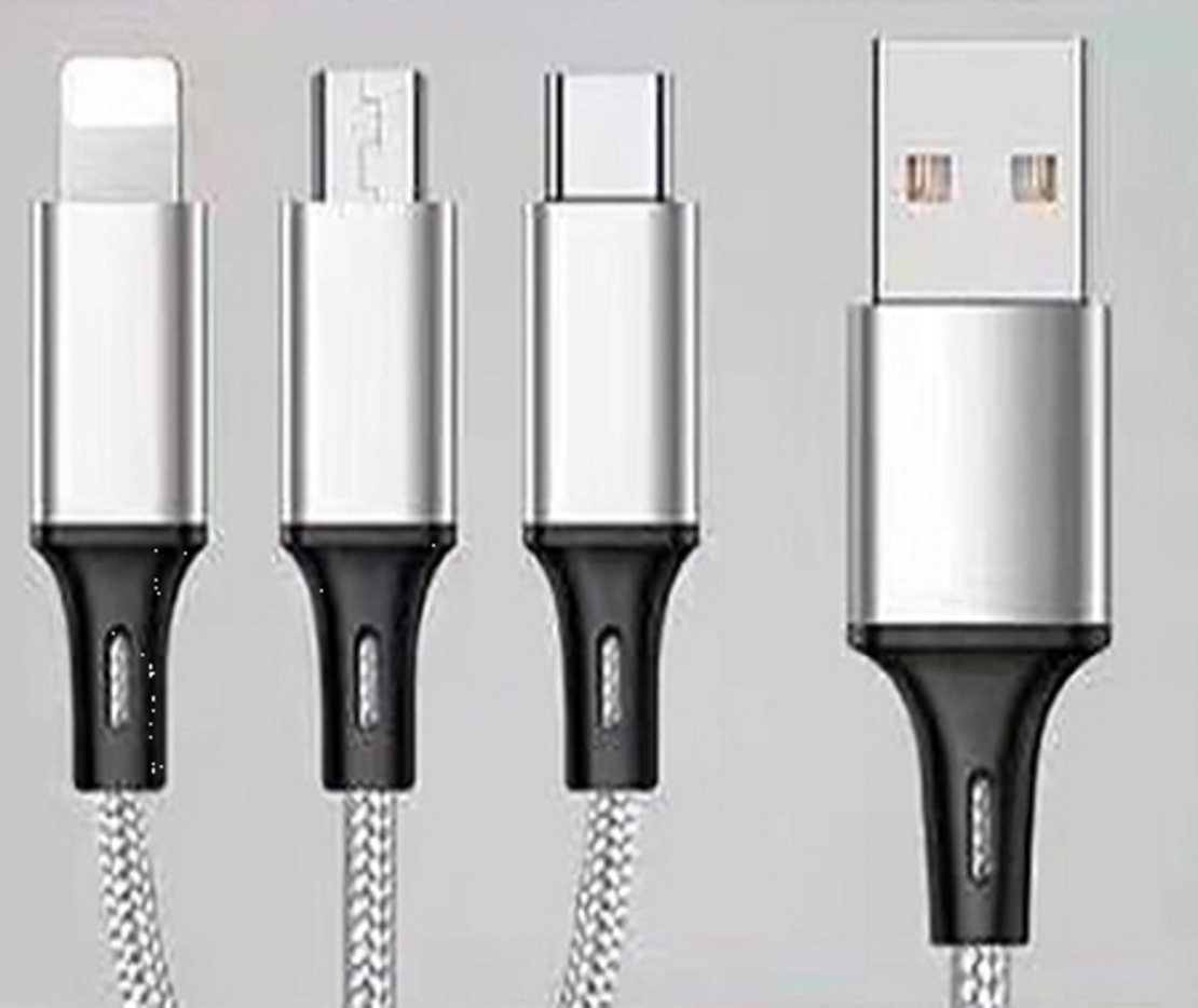 USB КАБЕЛ 3IN1 1.2M SILVER (500) GAB_A