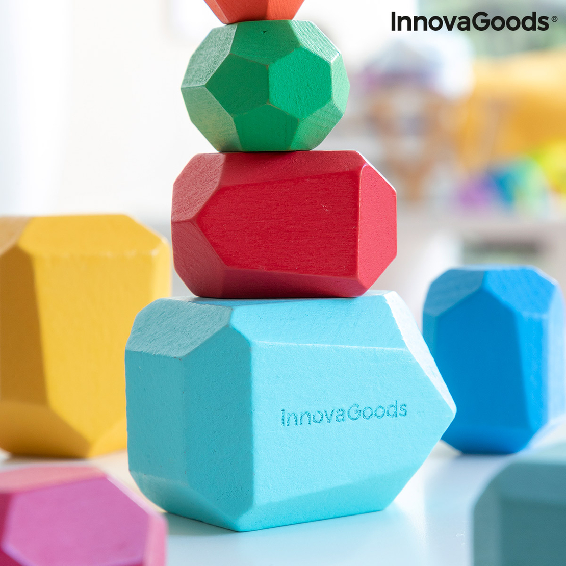 Подреждащи се Дървени Балансиращи Камъни Wotonys InnovaGoods 16 Части