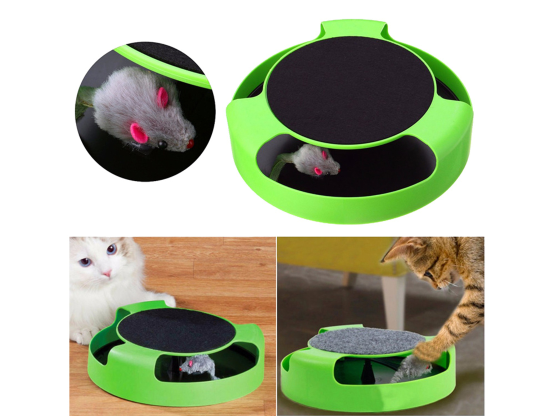 Котешка играчка в кръг с мишка, драскалка