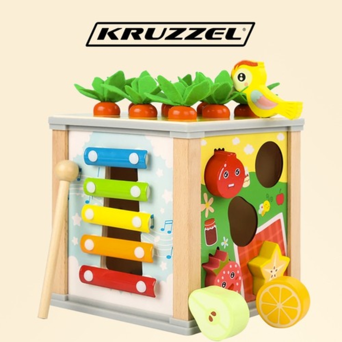 Дървено образователно кубче - сортер Kruzzel 22566