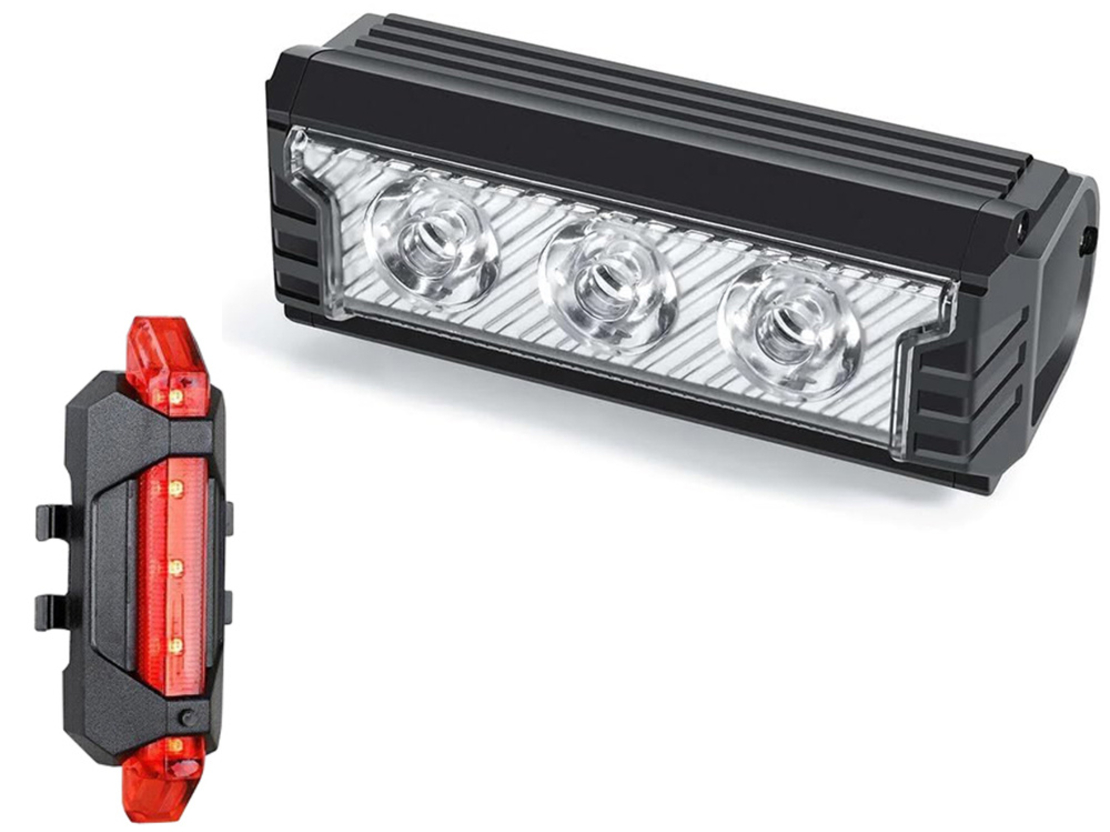 Велосипедна LED светлина предна задна usb батерия комплект кормило