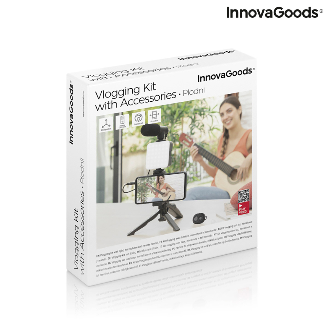 Комплект Vlogging със Светлина, Микрофон и Дистанционно Управление Plodni InnovaGoods 6 Части