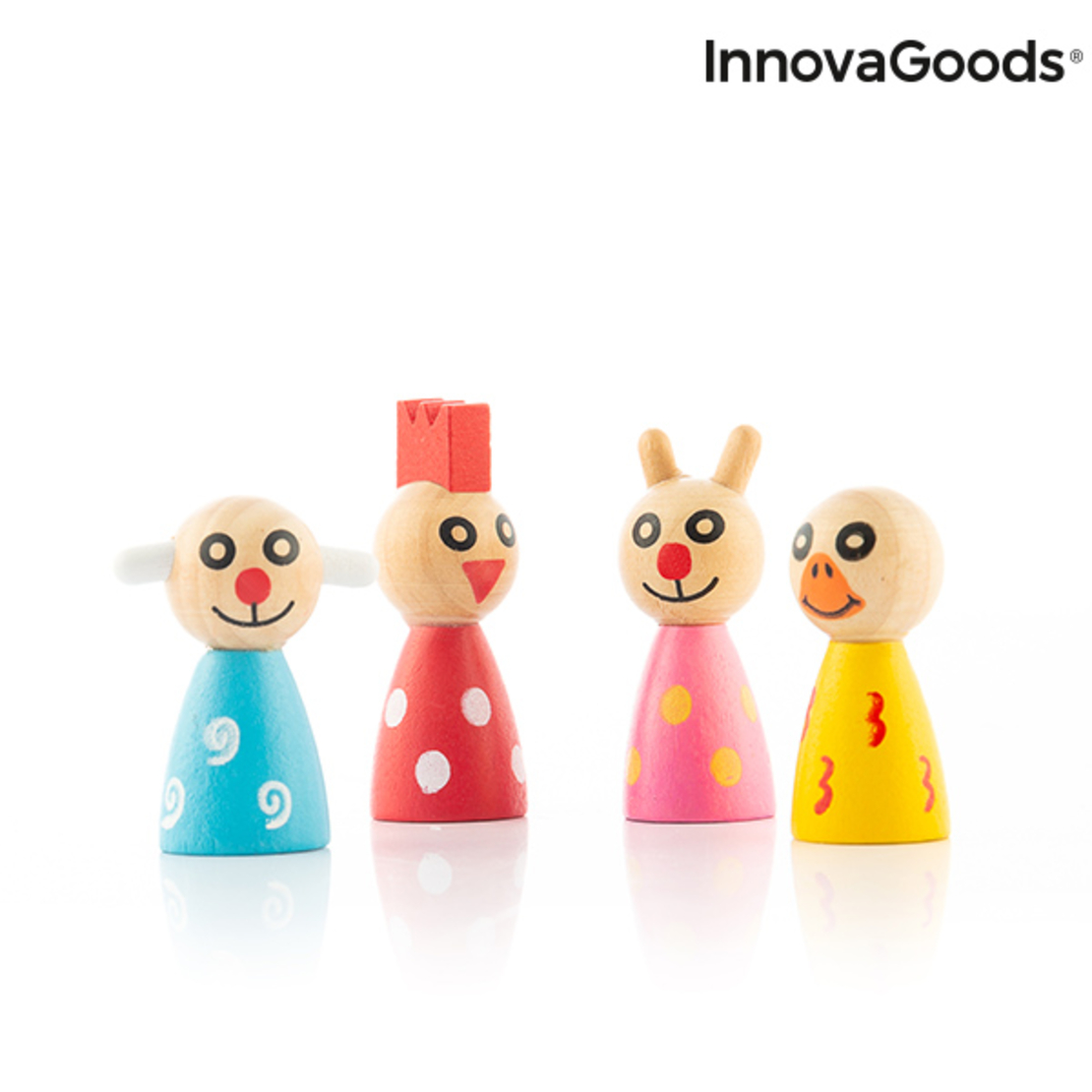 Дървен комплект за маса с животни Pake InnovaGoods 18 части