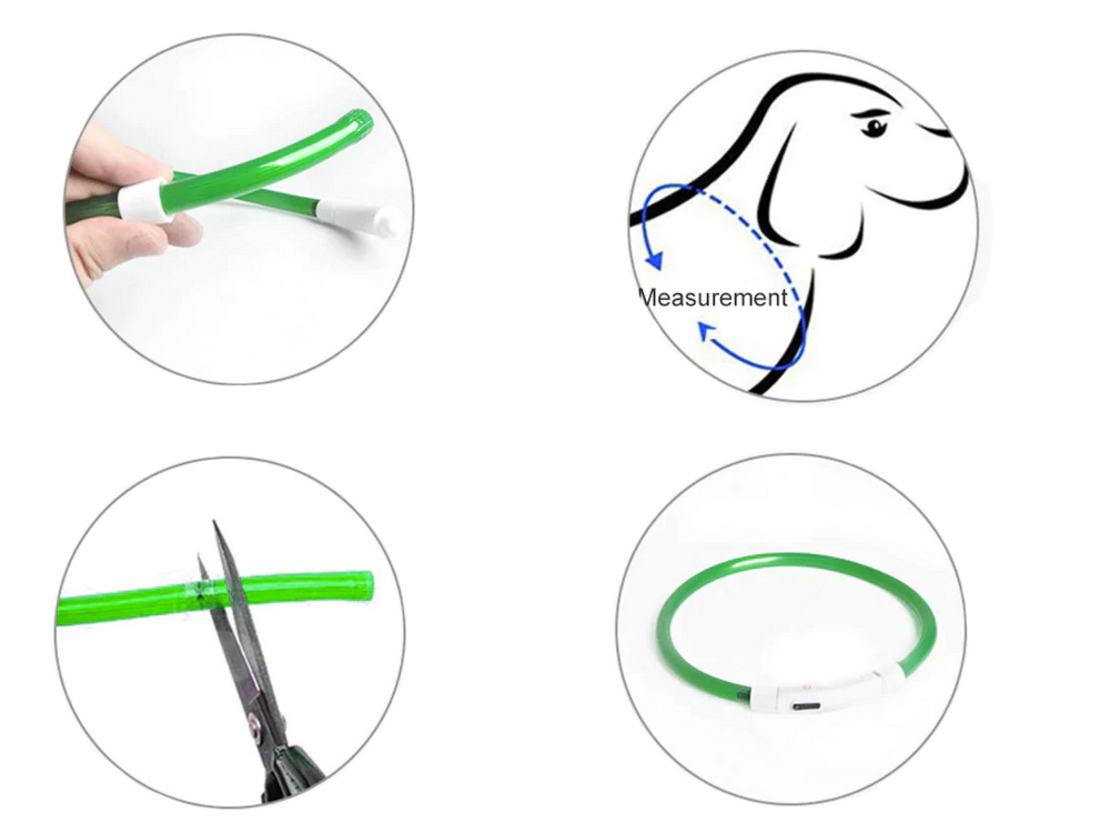 LED светещ нашийник за кучета и котки, USB регулиране