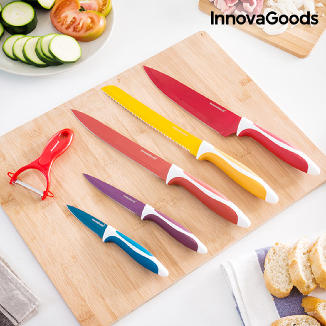 Комплект Керамични Ножове и Белачка InnovaGoods (6 части)