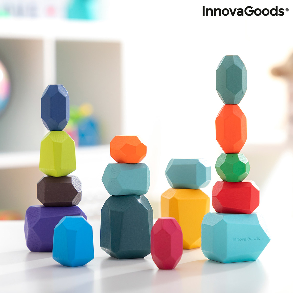 Подреждащи се Дървени Балансиращи Камъни Wotonys InnovaGoods 16 Части