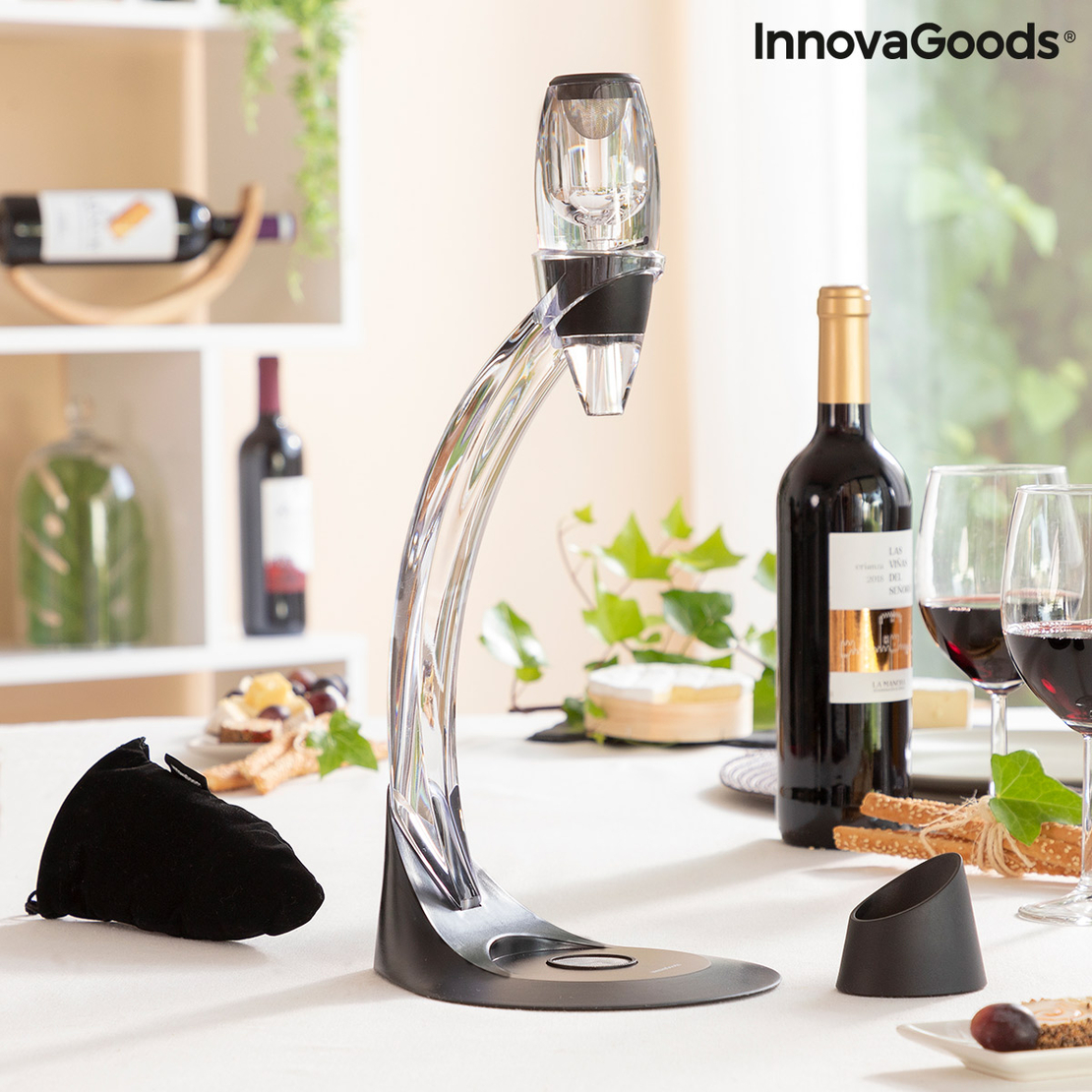 Професионален аератор за вино с поставка тип кула и основа против капене Winair InnovaGoods