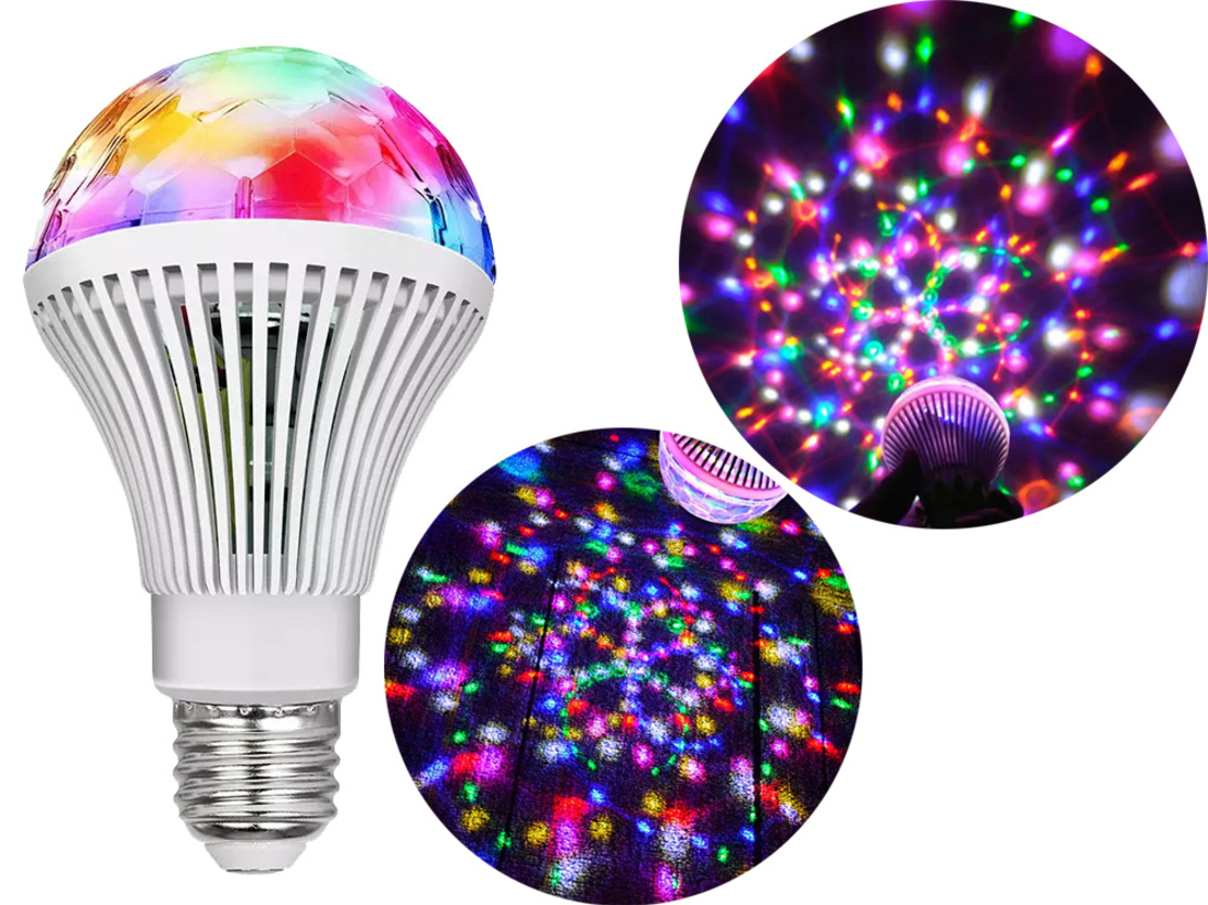 Rgb led крушка въртяща се е27 диско топка