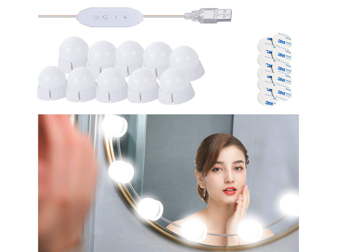 LED осветители за огледало, комплект гримове, 10 бр