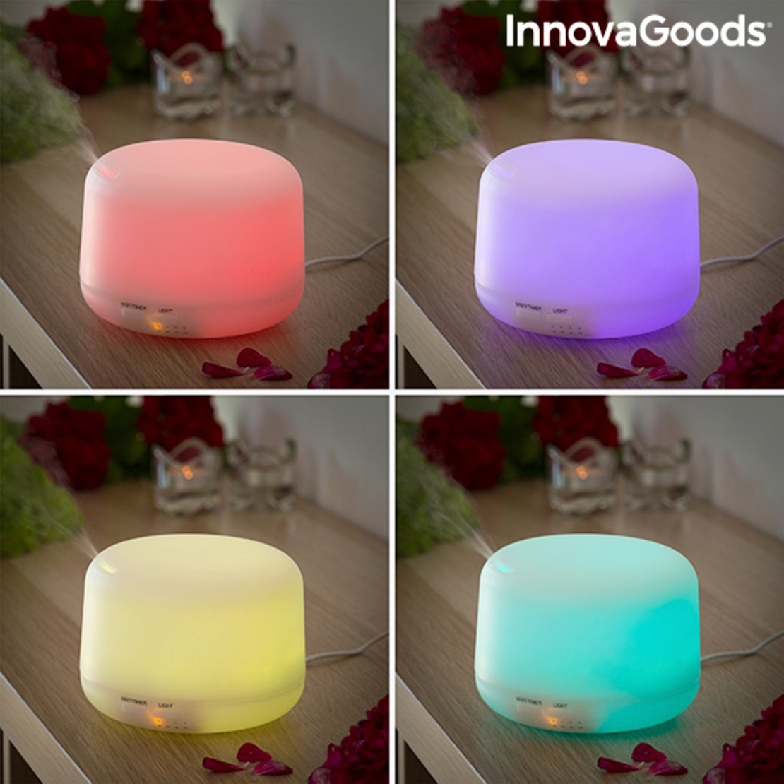 Арома дифузер овлажнител с многоцветен LED Steloured InnovaGoods
