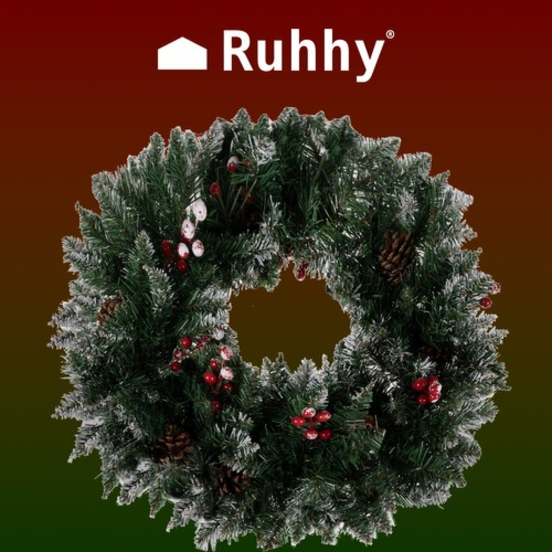 Заснежен коледен венец Ruhhy 22302