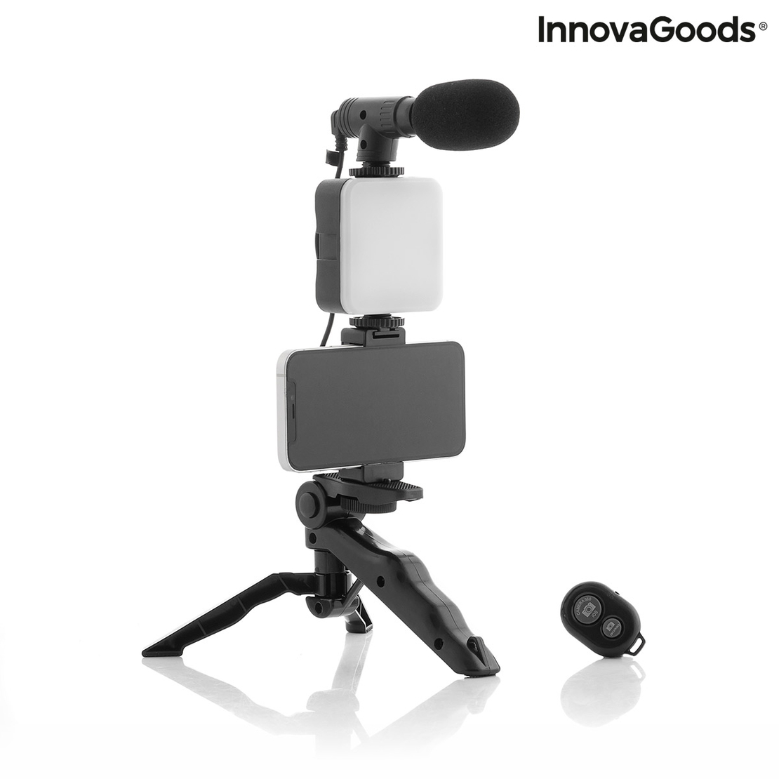 Комплект Vlogging със Светлина, Микрофон и Дистанционно Управление Plodni InnovaGoods 6 Части