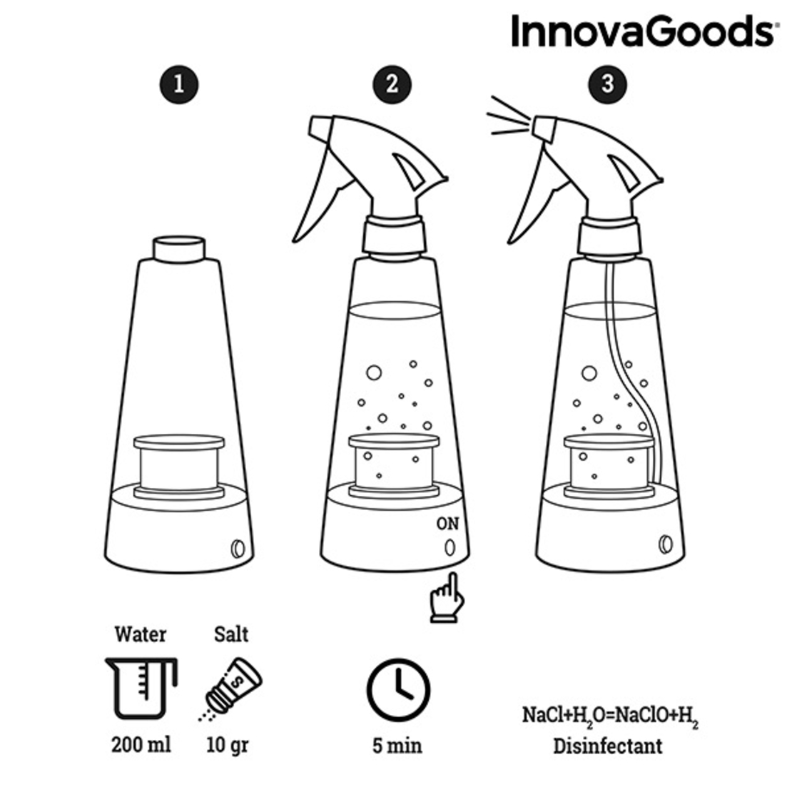 Генератор на Дезинфектант чрез Електролиза D-Spray InnovaGoods